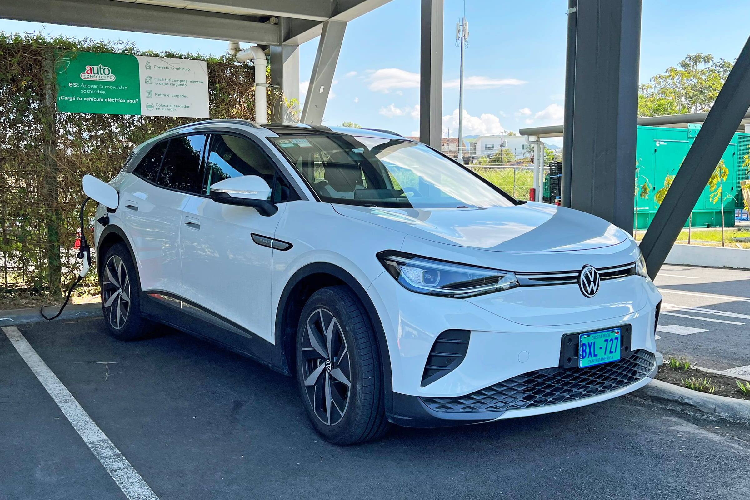 A Volkswagen ID.4 plugged into a public charger