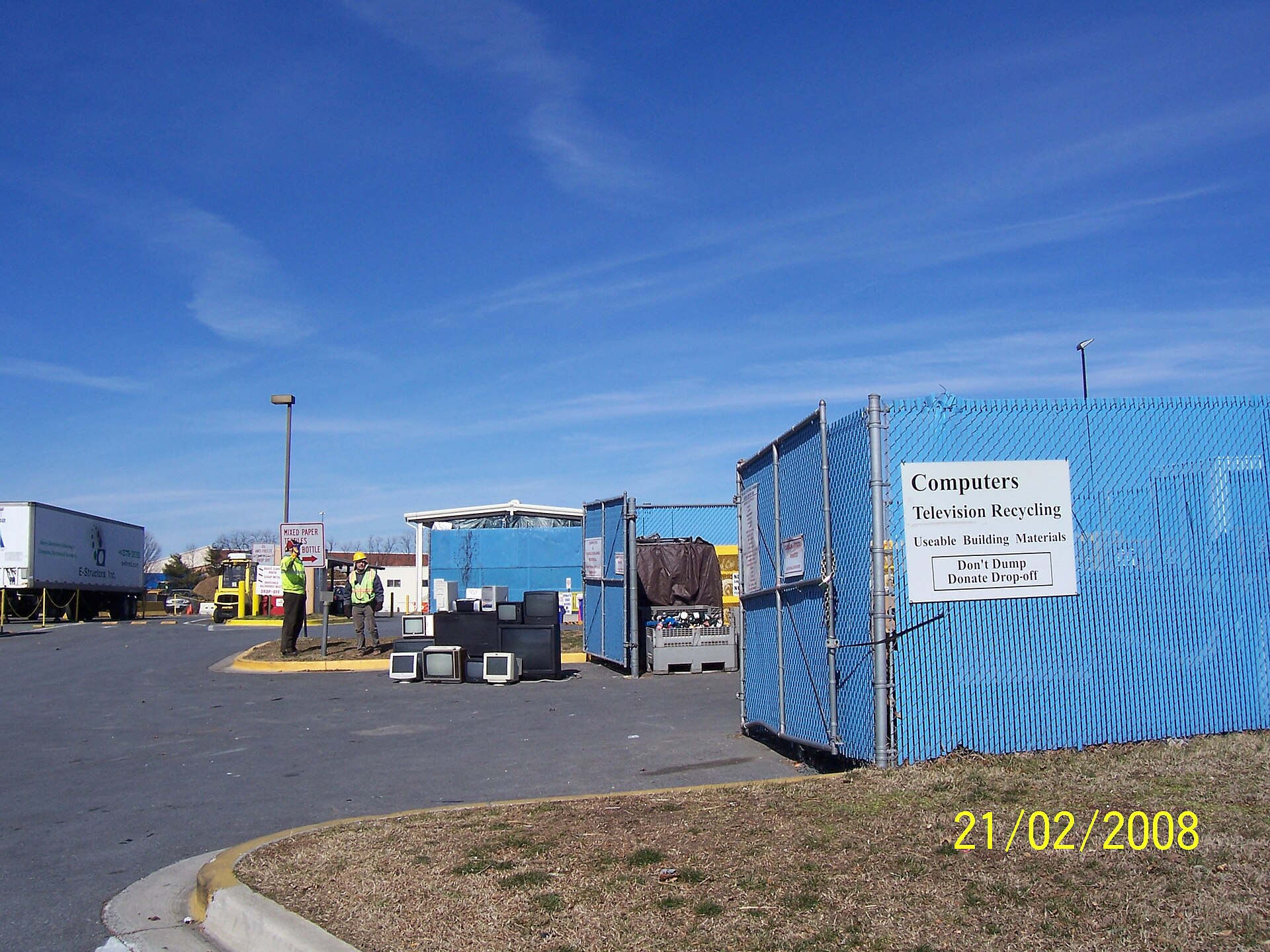 Computers and televisions collected at an electronics recycling facility
