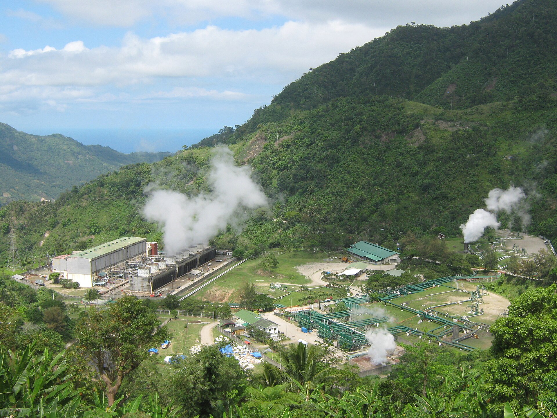 Steam rising from the Palinpinon geothermal power plant in the Philippines