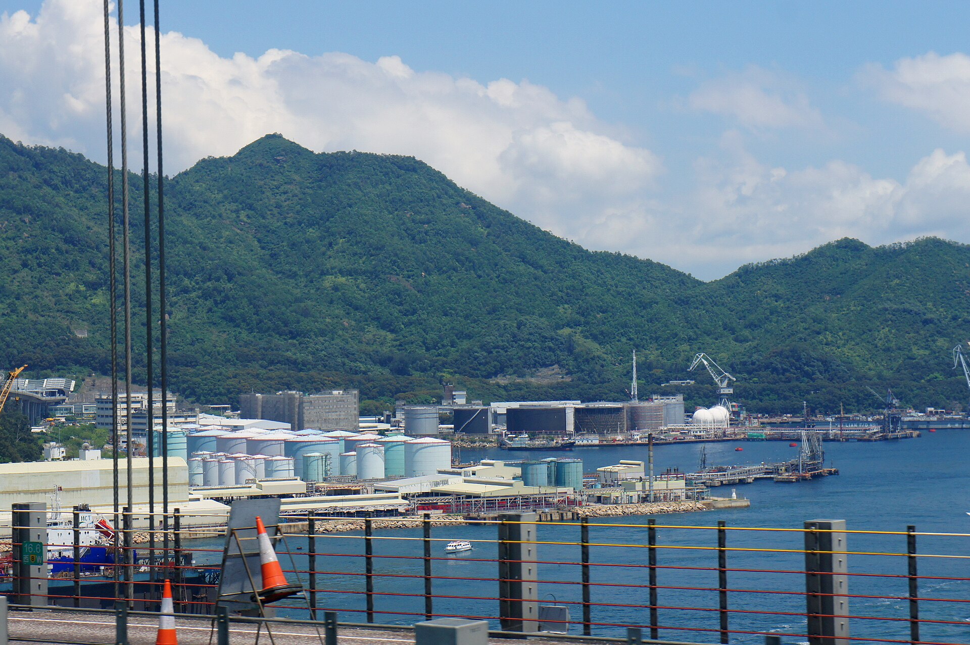 Large petroleum storage tanks at an oil depot in Hong Kong
