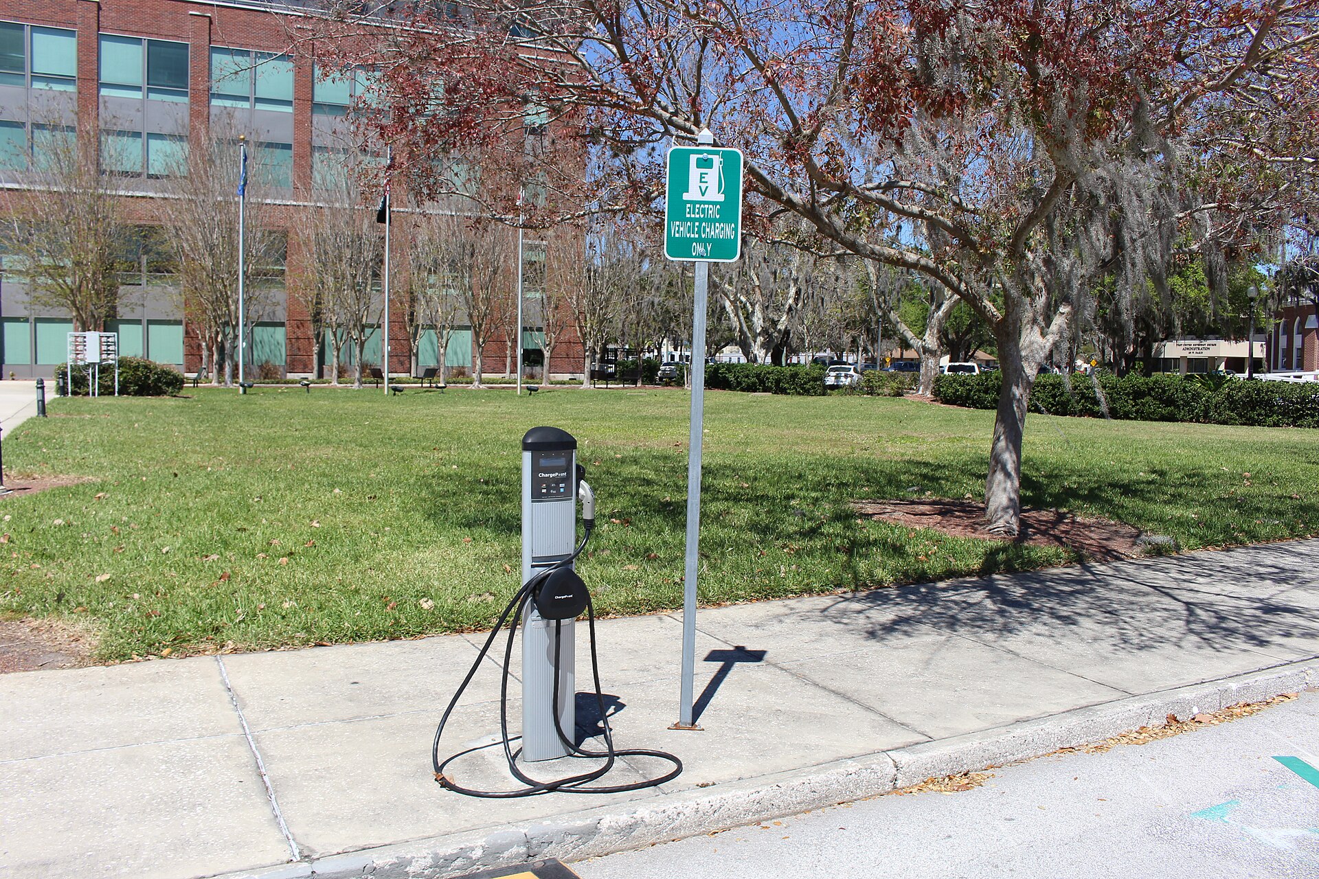 An electric-vehicle charging station in Kissimmee, Florida